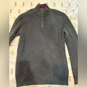 Ted Baker Sz 3 (Medium) 1/4 Zip High Neck Sweater, Grey EUC
